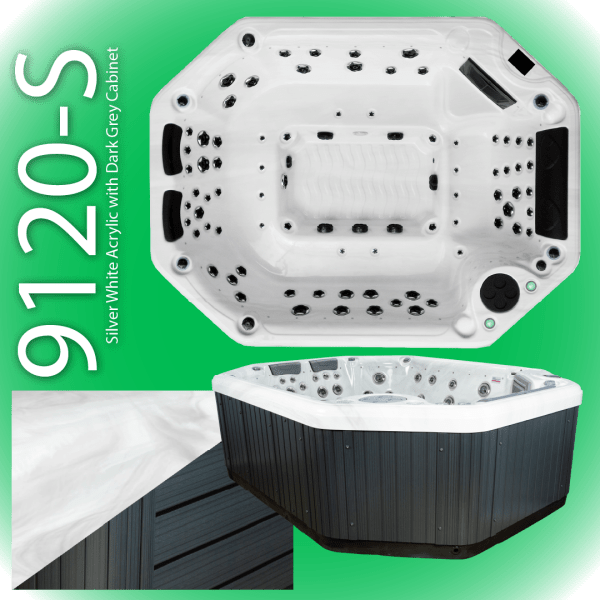 9120-S Silver White Marble 32 Amp Hot Tub