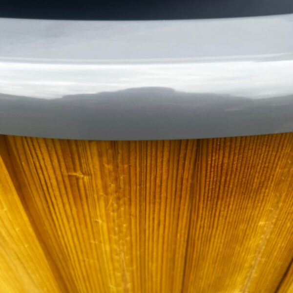 Light Oak Solo Ice Bath with Grey Shell & Steps